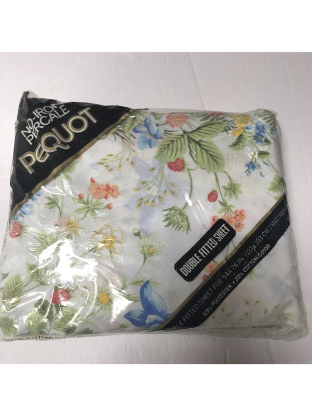 Vintage Pequot Double Fitted Sheet Floral Berries Cottage Gardens 54"x76" USA - Picture 9 of 12